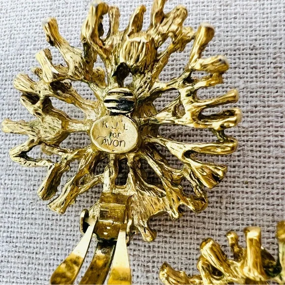 Vintage Kenneth Jay Lane “Regal Riches” Collection Sunburst Clip-On Earrings - Picture 9 of 9